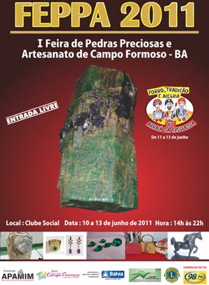 Primeira Feira de Pedras Preciosas FEIRA DE PEDRAS PRECIOSAS E DE ARTESANATO DE CAMPO FORMOSO - BAHIA