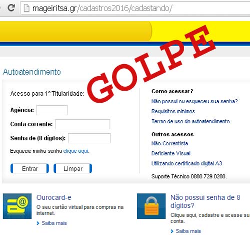Golpe da página clonada do Banco do Brasil