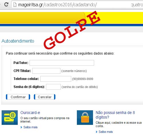 Golpe da página clonada do Banco do Brasil