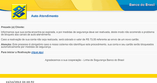 Página clonada do Banco do Brasil Página clonada do Banco do Brasil
