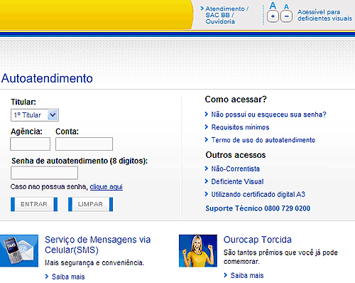 Página clonada do Banco do Brasil Página clonada do Banco do Brasil