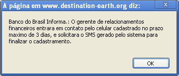 Falso aviso do Banco do Brasil