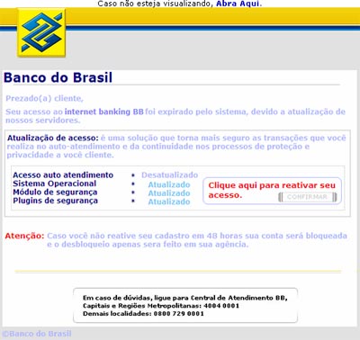 golpe da página clonada