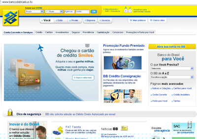 Falsa página do Banco do Brasil