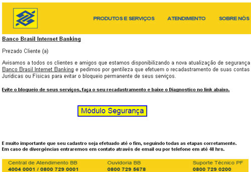 Página falsa do Banco do Brasil rouba dados do cliente Página falsa do Banco do Brasil rouba dados do cliente