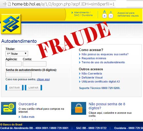 Página clonada do Banco do Brasil rouba dados e dinheiro dos clientes