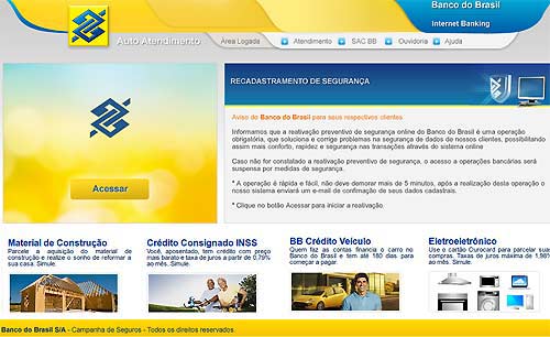 Falso recadastramento de segurança Falso recadastramento de segurança