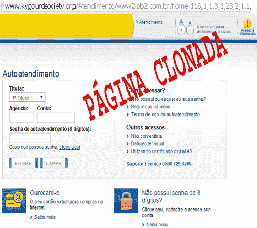 Página falsa do Banco do Brasil rouba clientes Página falsa do Banco do Brasil rouba clientes