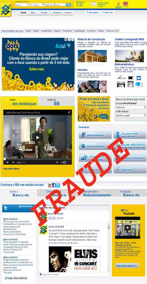 Página clonada do Banco do Brasil Página clonada do Banco do Brasil