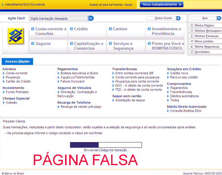 FALSO AVISO DE PEDENCIA E CHEQUE SEM FUNDO Página clonada