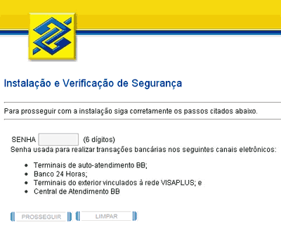 Página falsa do Banco do Brasil rouba dados dos clientes Instalação e verificação de Segurança