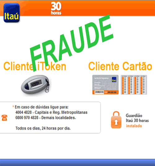 Página clonada rouba dados do cliente Itaú Página clonada rouba dados do cliente Itaú
