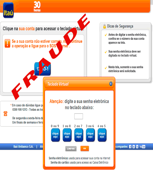 Página captura a senha da vítima Página captura a senha da vítima