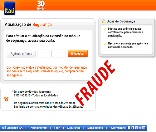 Página falsa Itau Bank Line Página falsa Itau Bank Line