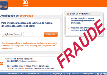 Golpe da página clonada Golpe da página clonada