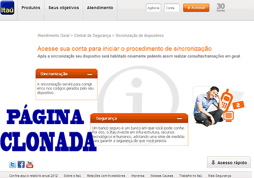 Falsa ITAU - Sincronizacao Cliente Itau Falsa ITAU - Sincronizacao Cliente Itau