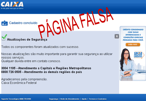 Página falsa da Caixa Econômica Federal Página falsa da Caixa Econômica Federal