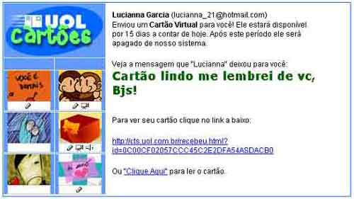 Falso cartão UOL