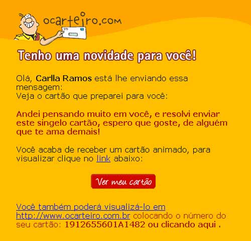 Falso cartão O Carteiro