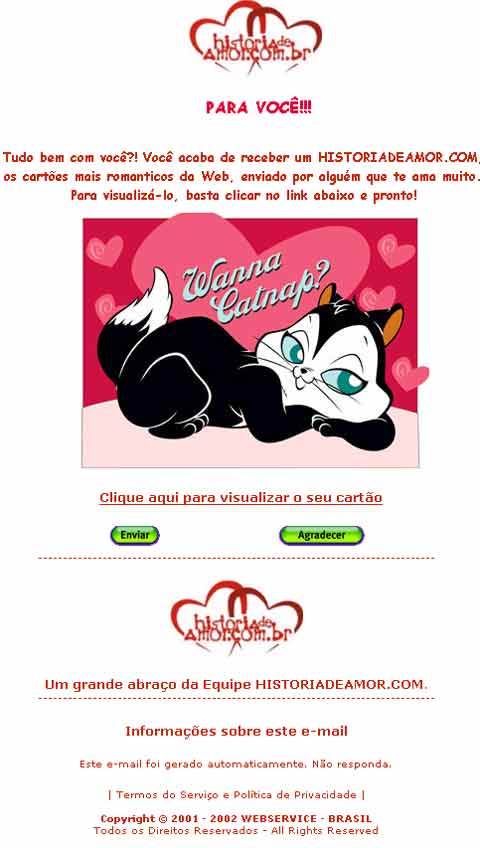 Cartão História de amor.