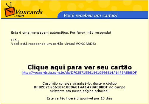 Falso cartão Voxcard