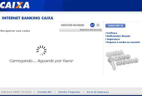 Internet Banking Caixa - página clonada Internet Banking Caixa - página clonada