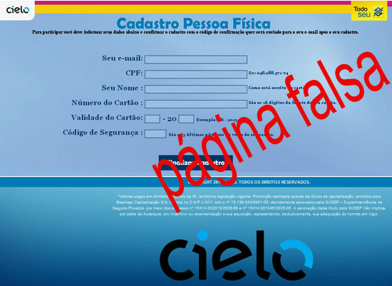 Falsa promoção Cielo Ourocard
