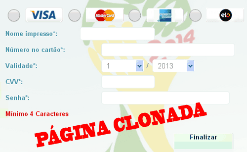 Página clonada Cielo Copa FIFA 2014