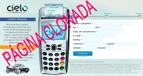 Página clonada rouba dados do cliente