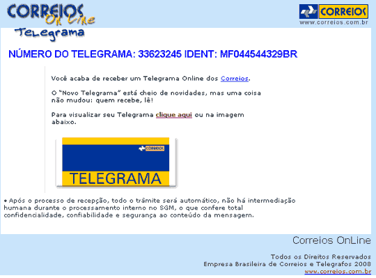 Falso telegrama instala trojan horse, cavalo de tróia