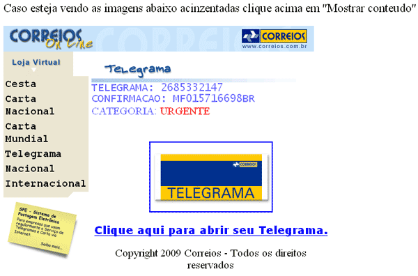 Falso telegrama