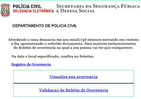Falso Boletim de Ocorrencia Boletim de Ocorrencia