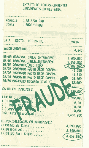 Extrao de contas correntes: golpe