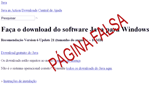 Página falsa