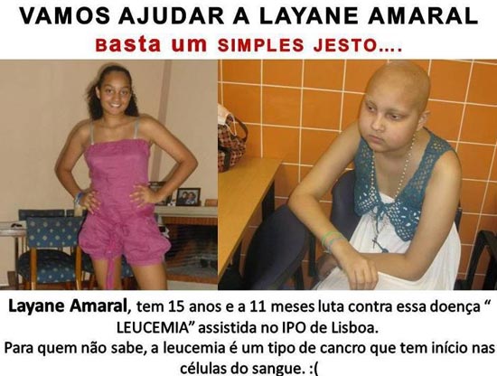 Layane Amaral Pede ajuda