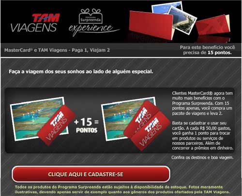 Falsa mensagem Surpreenda Mastercard