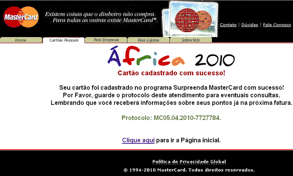 Falsa Promoção Copa do Mundo 2010