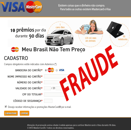 Fraude da página clonada Fraude da página clonada