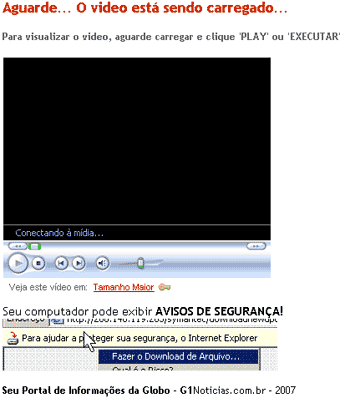 Notícia sobre menino em canil instala trojan horse (cavalo de tróia)