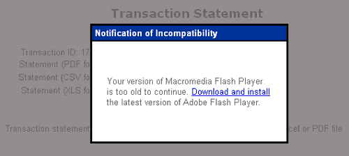 Notificação de incompatibilidade