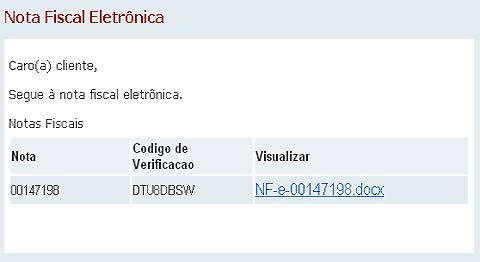 Falsa nota fiscal eletrônica