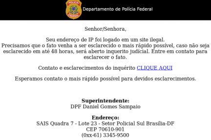 Polícia Federal: Esclarecimento sobre acesso ilegal a site proibido.
