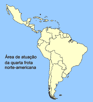 Área de atuação da quarta frota norte-americana.