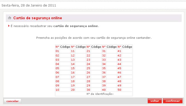 Falsa página do Banco Santander