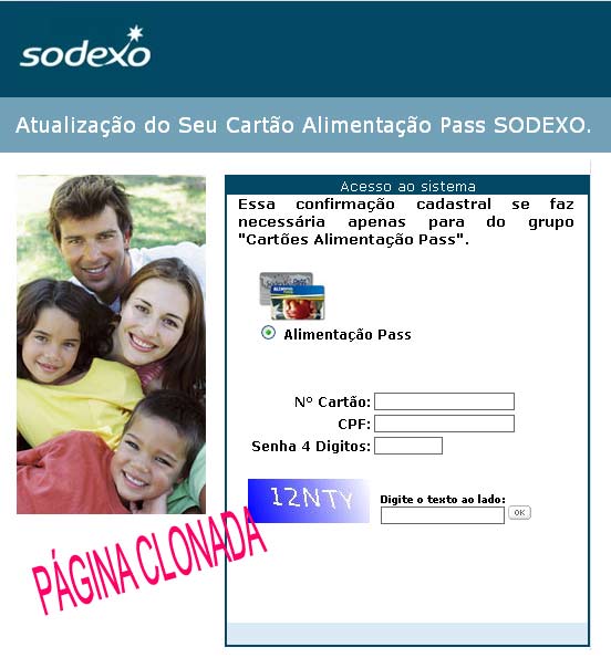 Página clonada Sodexo Página clonada Sodexo