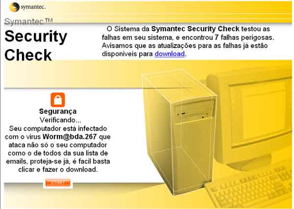 Falsa mensagem da Symantec