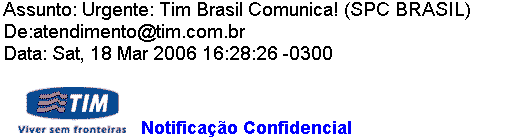 Falsa nmensagem da TIM instala trojan horse